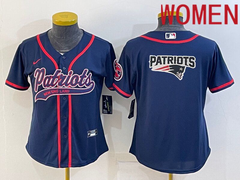 Women New England Patriots Blank Blue 2022 Nike Co branded NFL Jersey->women nfl jersey->Women Jersey